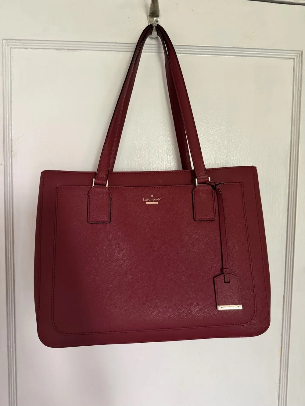 kate spade Burgundy Saffiano Leather Tote